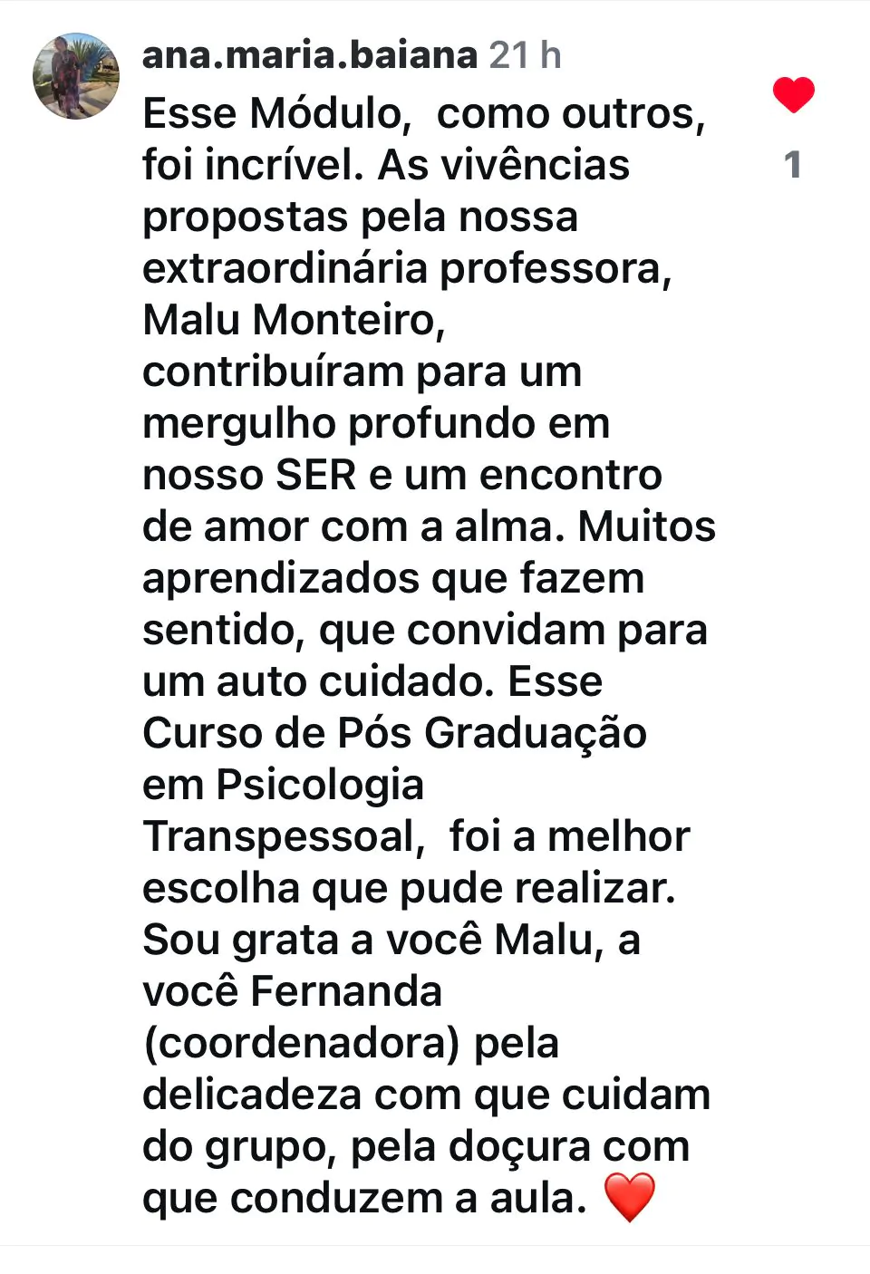 LP PÓS EAD PSICOLOGIA TRANSPESSOAL | Depoimento